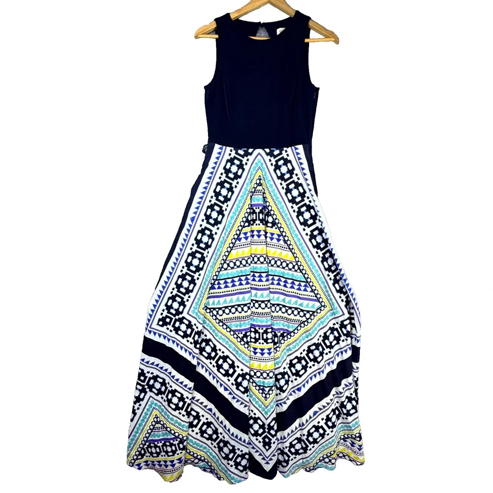 eliza j scarf print maxi dress Blue and White Maxi Dress